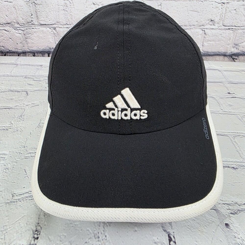 Adidas Adizero Black Cap White Trim Sport Hat Unisex Adjustable